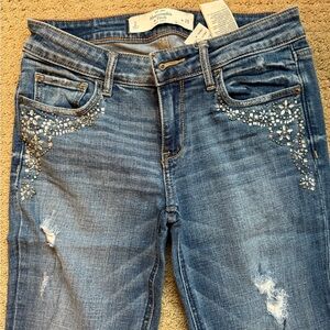 American Eagle Outfitters Women's Blue Embellished Jeans
